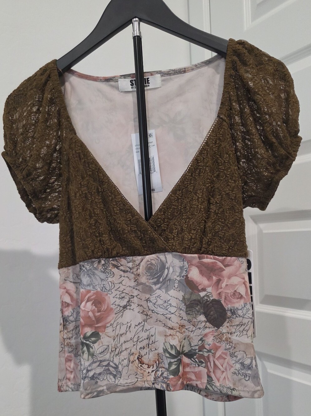 NWT Steve Madden Lace Mesh Vintage Floral Cottagecore Top Women's Sz Medium